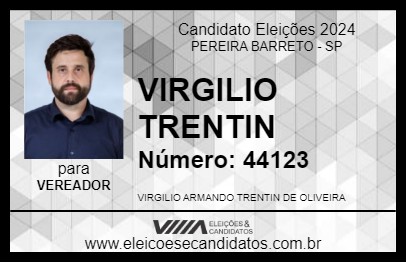 Candidato VIRGILIO TRENTIN 2024 - PEREIRA BARRETO - Eleições