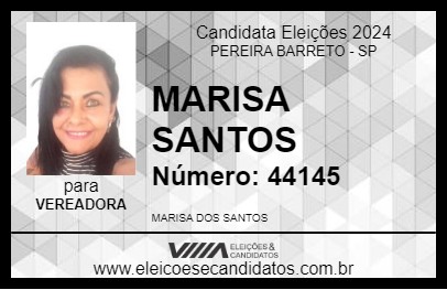 Candidato MARISA SANTOS 2024 - PEREIRA BARRETO - Eleições