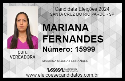 Candidato MARIANA FERNANDES 2024 - SANTA CRUZ DO RIO PARDO - Eleições