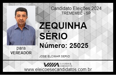 Candidato ZEQUINHA SÉRIO 2024 - TREMEMBÉ - Eleições