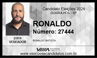 Candidato RONALDO BATISTA 2024 - GUARULHOS - Eleições