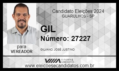 Candidato GIL JUSTINO 2024 - GUARULHOS - Eleições