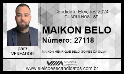 Candidato MAIKON BELO 2024 - GUARULHOS - Eleições