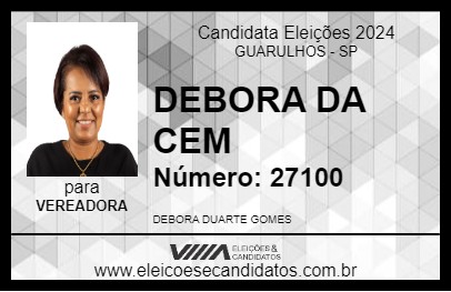 Candidato DEBORA DA CEM 2024 - GUARULHOS - Eleições