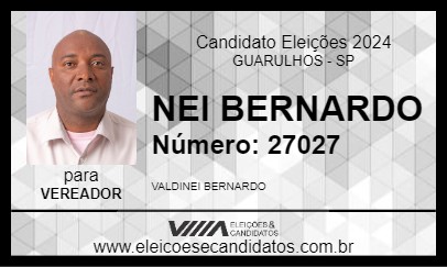 Candidato NEI BERNARDO 2024 - GUARULHOS - Eleições