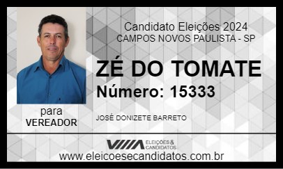 Candidato ZÉ  DO TOMATE 2024 - CAMPOS NOVOS PAULISTA - Eleições