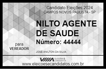 Candidato NILTO AGENTE DE SAUDE 2024 - CAMPOS NOVOS PAULISTA - Eleições