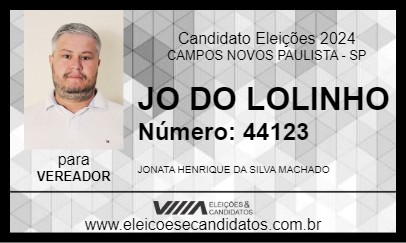 Candidato JO DO LOLINHO 2024 - CAMPOS NOVOS PAULISTA - Eleições