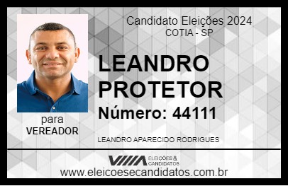 Candidato LEANDRO PROTETOR 2024 - COTIA - Eleições