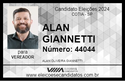 Candidato ALAN GIANNETTI 2024 - COTIA - Eleições