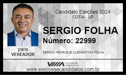 Candidato SERGIO FOLHA 2024 - COTIA - Eleições