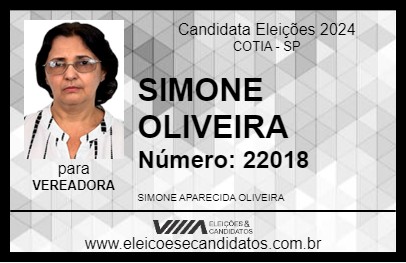 Candidato SIMONE OLIVEIRA 2024 - COTIA - Eleições