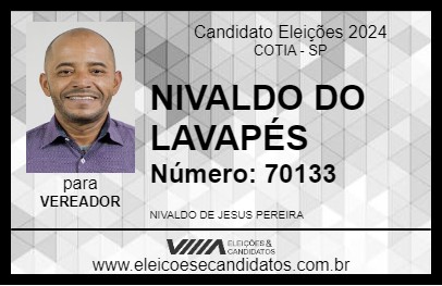 Candidato NIVALDO DO LAVAPÉS 2024 - COTIA - Eleições