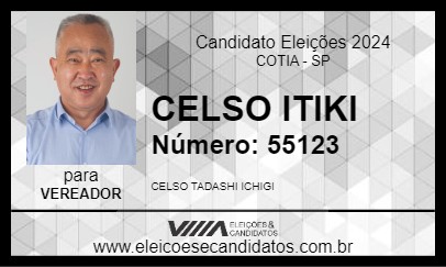 Candidato CELSO ITIKI 2024 - COTIA - Eleições