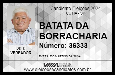 Candidato BATATA DA BORRACHARIA 2024 - COTIA - Eleições