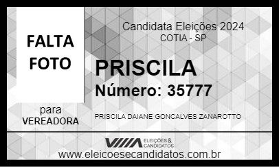 Candidato PRISCILA 2024 - COTIA - Eleições