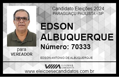 Candidato EDSON ALBUQUERQUE 2024 - PARAGUAÇU PAULISTA - Eleições