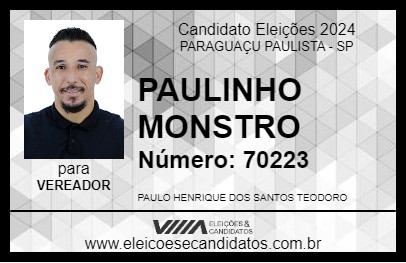 Candidato PAULINHO MONSTRO 2024 - PARAGUAÇU PAULISTA - Eleições