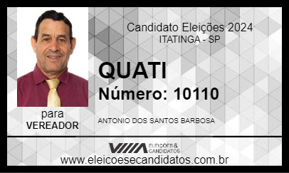 Candidato QUATI 2024 - ITATINGA - Eleições