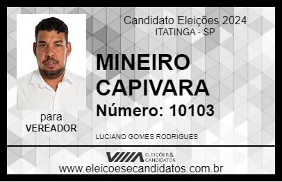 Candidato MINEIRO CAPIVARA 2024 - ITATINGA - Eleições