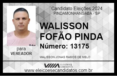 Candidato WALISSON FOFÃO PINDA 2024 - PINDAMONHANGABA - Eleições