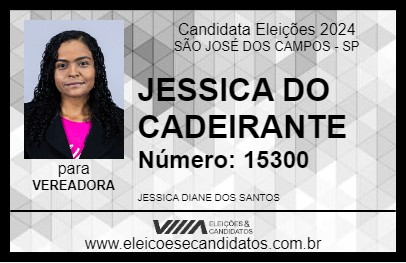 Candidato JESSICA DO CADEIRANTE 2024 - SÃO JOSÉ DOS CAMPOS - Eleições