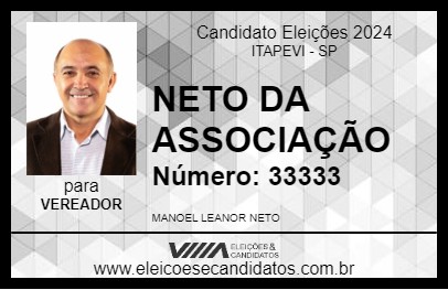 Candidato NETO DA ASSOCIAÇÃO 2024 - ITAPEVI - Eleições