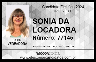 Candidato SONIA DA LOCADORA 2024 - ITAPEVI - Eleições