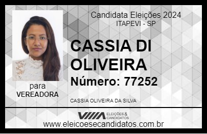 Candidato CASSIA DI OLIVEIRA 2024 - ITAPEVI - Eleições