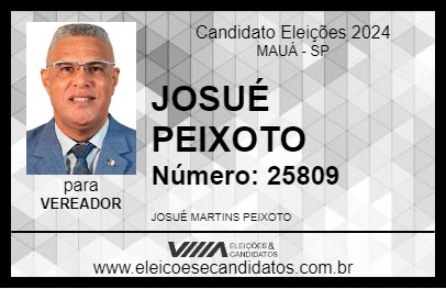 Candidato JOSUÉ PEIXOTO 2024 - MAUÁ - Eleições