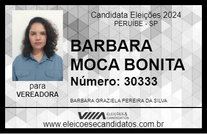 Candidato BARBARA MOCA BONITA 2024 - PERUÍBE - Eleições