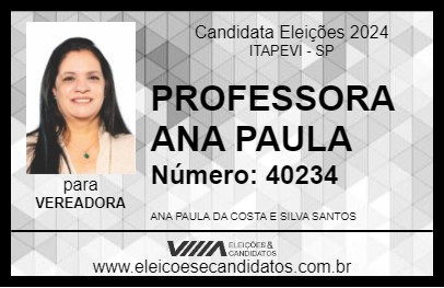 Candidato PROFESSORA ANA PAULA COSTA 2024 - ITAPEVI - Eleições