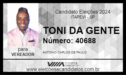 Candidato TONI DA GENTE 2024 - ITAPEVI - Eleições