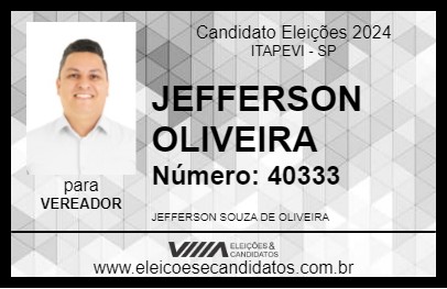 Candidato JEFFERSON OLIVEIRA 2024 - ITAPEVI - Eleições