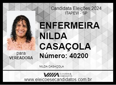 Candidato ENFERMEIRA NILDA CASAÇOLA 2024 - ITAPEVI - Eleições