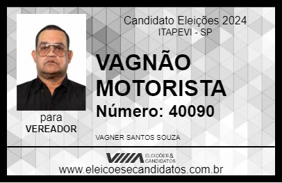 Candidato VAGNÃO MOTORISTA 2024 - ITAPEVI - Eleições