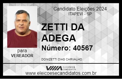 Candidato ZETTI DA ADEGA 2024 - ITAPEVI - Eleições