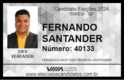 Candidato FERNANDO SANTANDER 2024 - ITAPEVI - Eleições