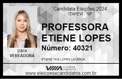 Candidato PROFESSORA ETIENE LOPES 2024 - ITAPEVI - Eleições