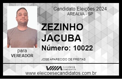 Candidato ZEZINHO JACUBA 2024 - AREALVA - Eleições