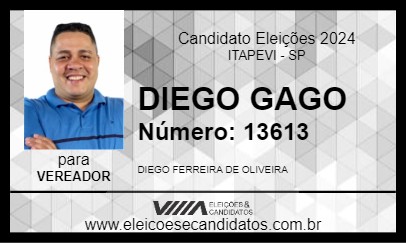 Candidato DIEGO GAGO 2024 - ITAPEVI - Eleições