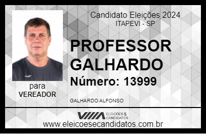 Candidato PROFESSOR GALHARDO 2024 - ITAPEVI - Eleições