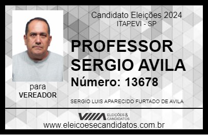 Candidato PROFESSOR SERGIO AVILA 2024 - ITAPEVI - Eleições