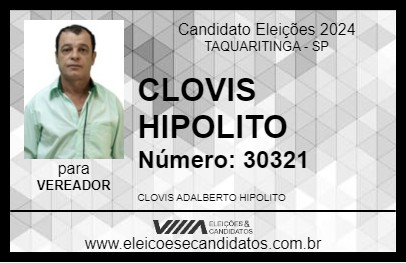 Candidato CLOVIS HIPOLITO 2024 - TAQUARITINGA - Eleições