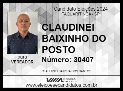 Candidato CLAUDINEI BAIXINHO DO POSTO 2024 - TAQUARITINGA - Eleições