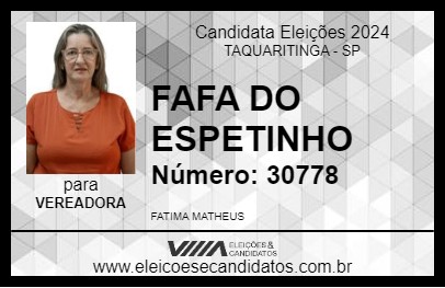 Candidato FAFA DO ESPETINHO 2024 - TAQUARITINGA - Eleições