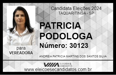 Candidato PATRICIA PODOLOGA 2024 - TAQUARITINGA - Eleições