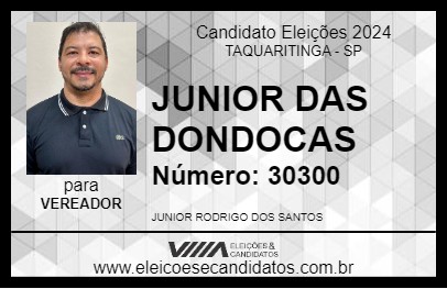 Candidato JUNIOR DAS DONDOCAS 2024 - TAQUARITINGA - Eleições