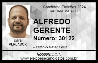 Candidato ALFREDO GERENTE 2024 - TAQUARITINGA - Eleições