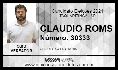 Candidato CLAUDIO ROMS 2024 - TAQUARITINGA - Eleições